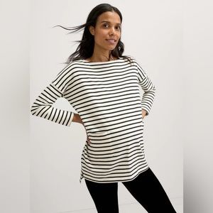 Hatch The Bateau Top in Black/ Ivory Stripes Maternity